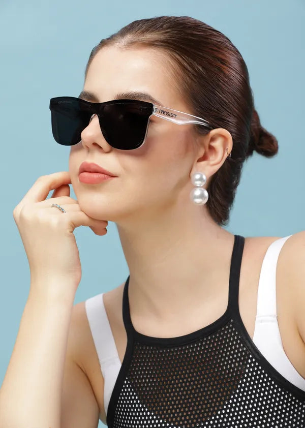 White & Black Polarized UV Protected Wayfarer Sunglasses