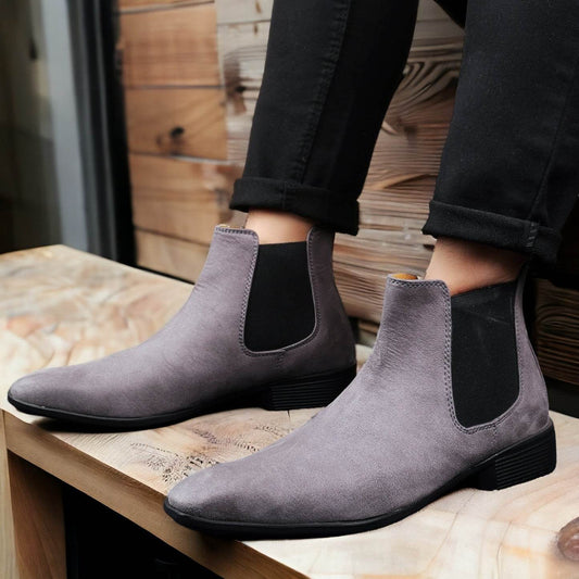 Men's Wedding Wear Chelsea Suede Boots – Elegant Stylish Choice - Mens Attire