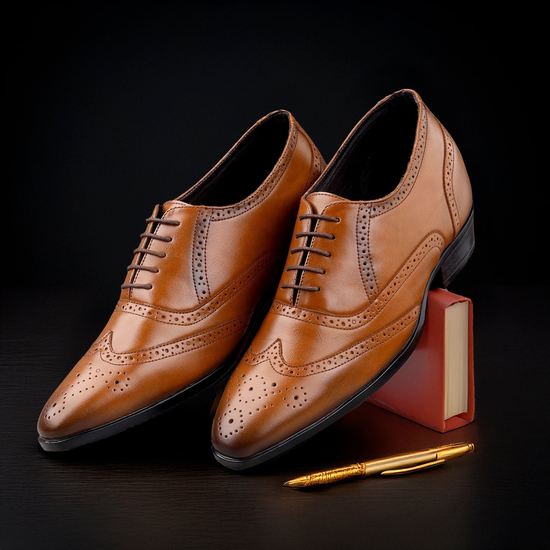 Mens Formal Height Increasing Brogues with 3.5" Boost