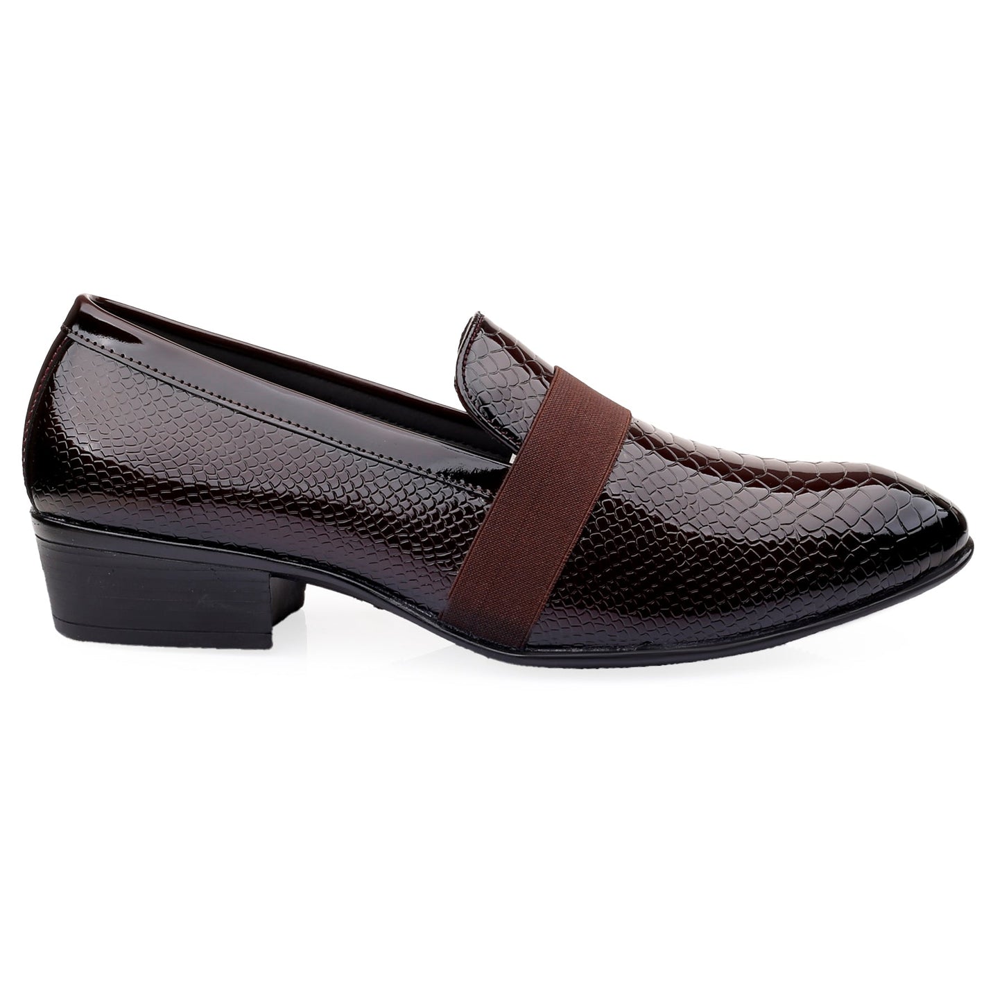 Brown leather loafer shoe on a white background