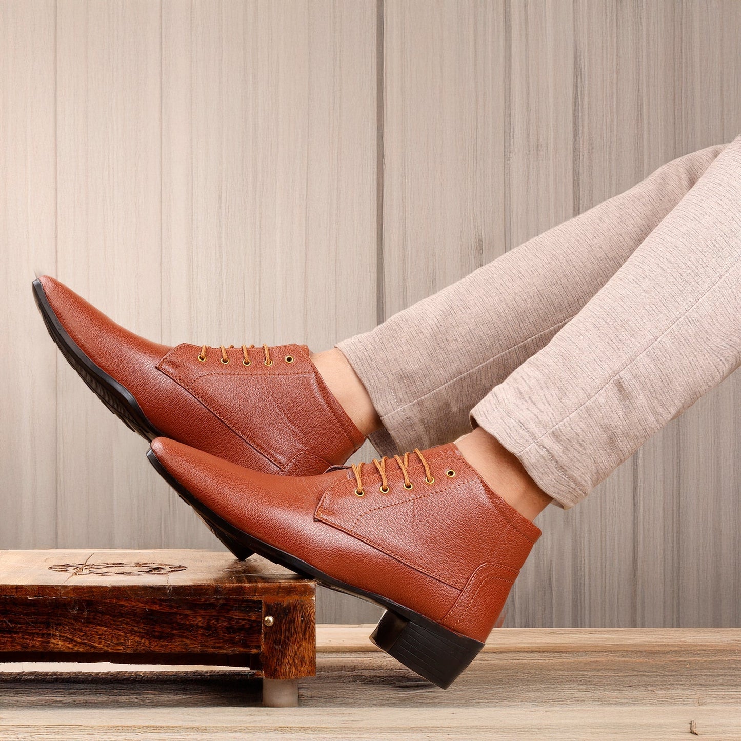 Men's Elevator Derby Dress Boots for Height Boost & Style