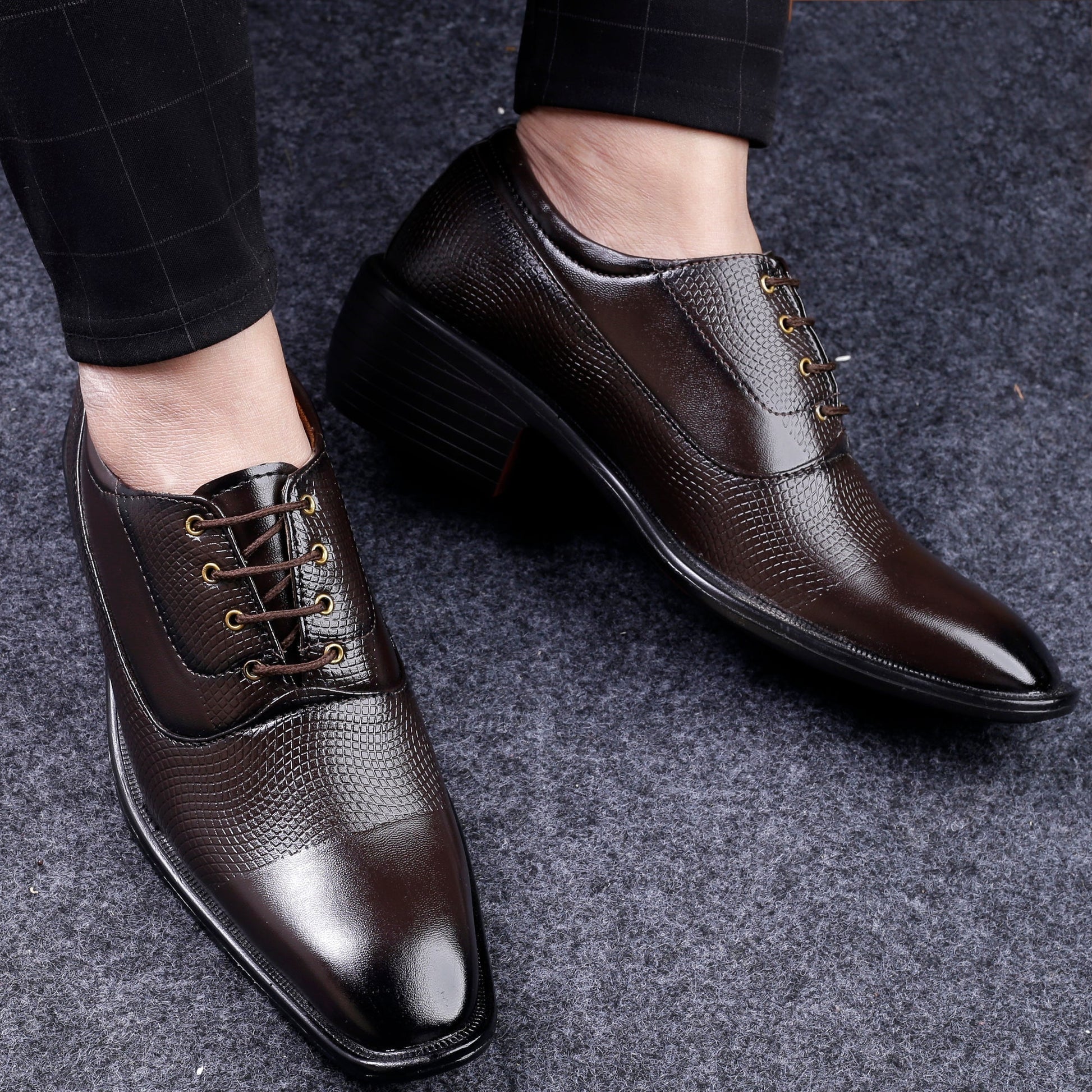 Height Boosting Men's Formal Lace-Up Shoes - Elevate Your Style
