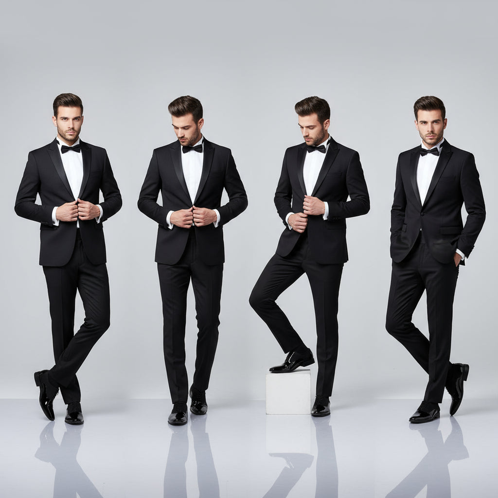 Black dress shoes with glossy finish on a gray background