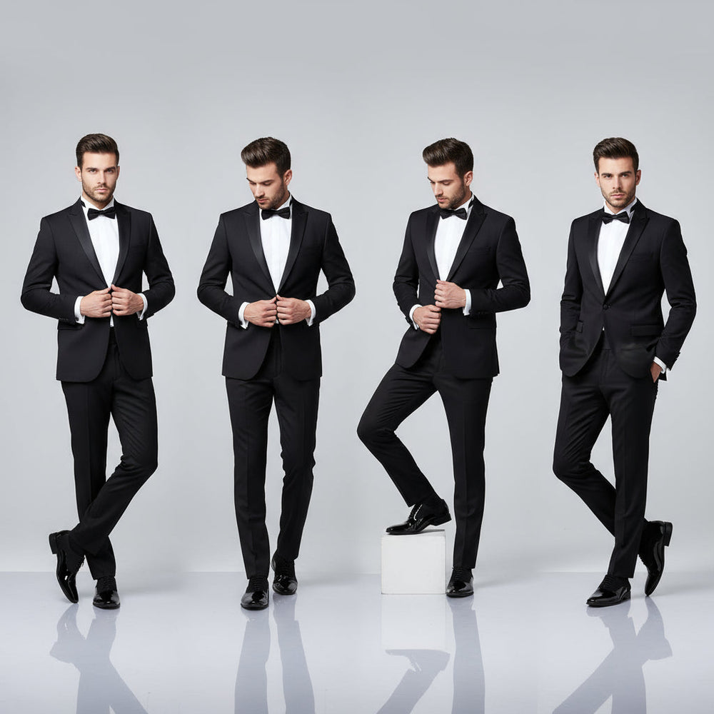 Black dress shoes with glossy finish on a gray background