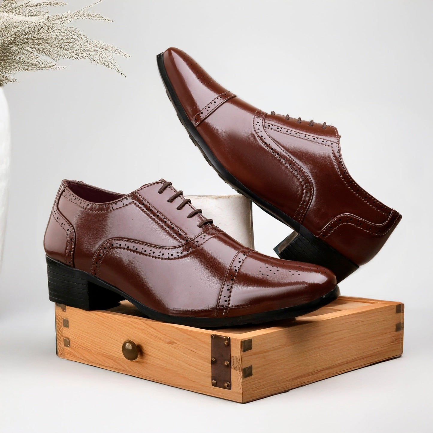 Mens Attire Men’s Oxford Semi Brogue Formal Lace-Up Shoes