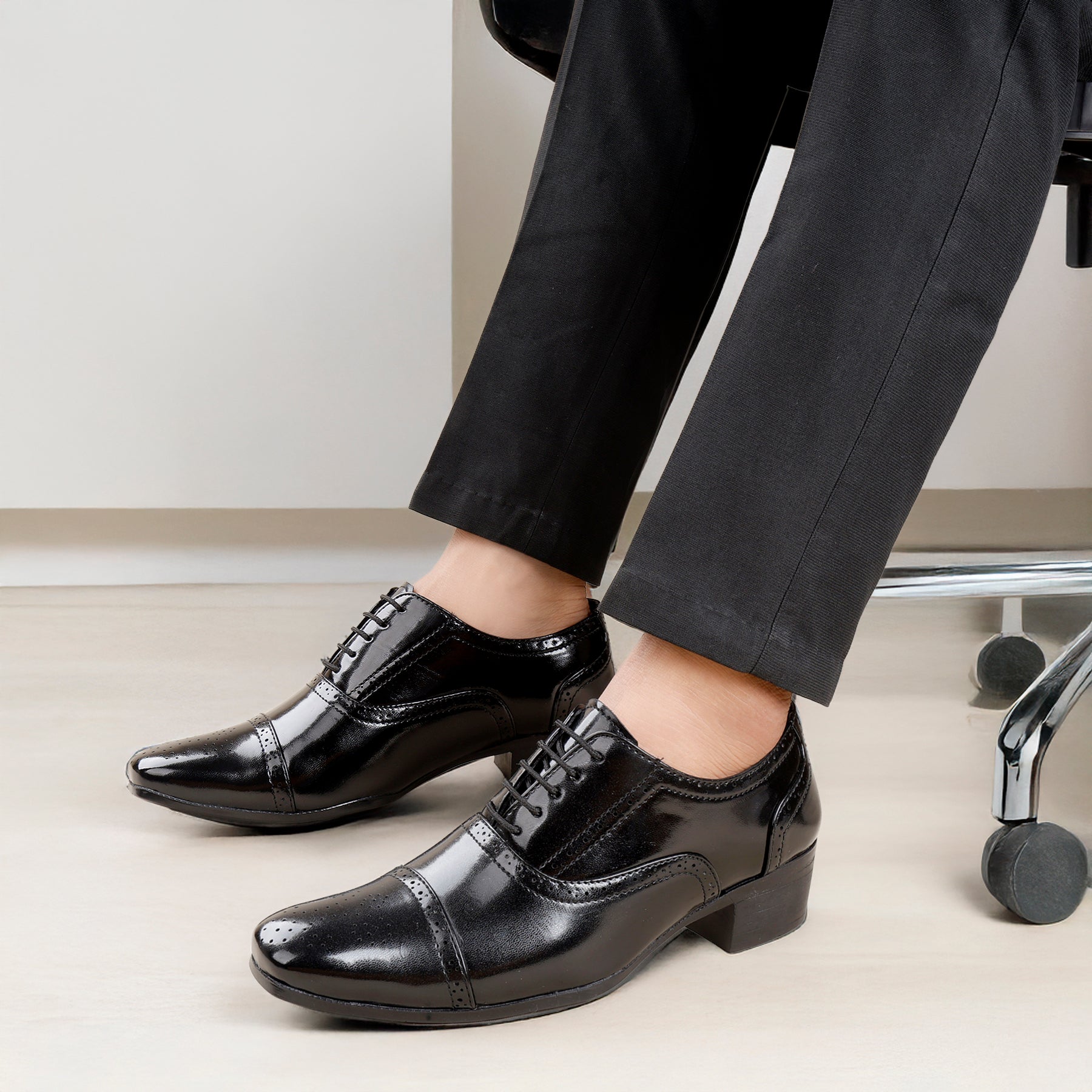 Mens Attire Men’s Oxford Semi Brogue Formal Lace-Up Shoes