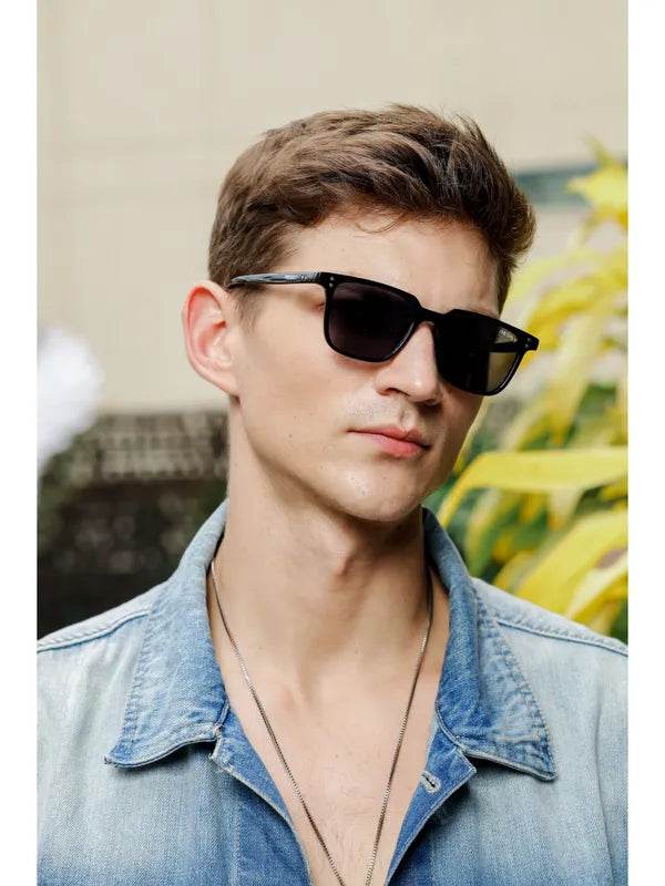 Hot Small Black Rectangle Sunglass - Mens Attire