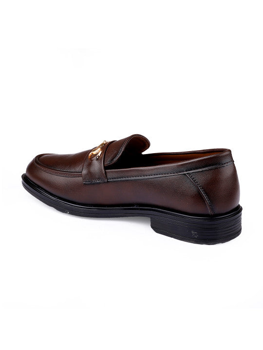 Brown loafer shoe on a white background