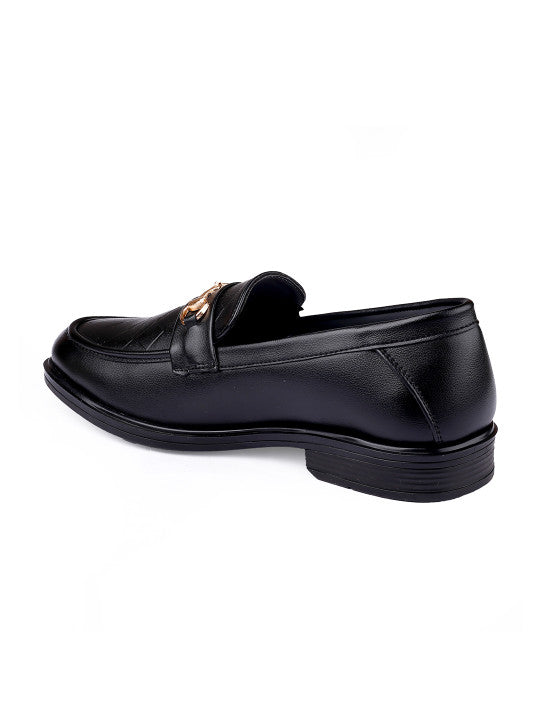 Black loafer shoe on a white background