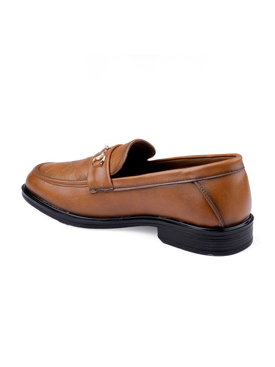 Brown leather loafer shoe on a white background