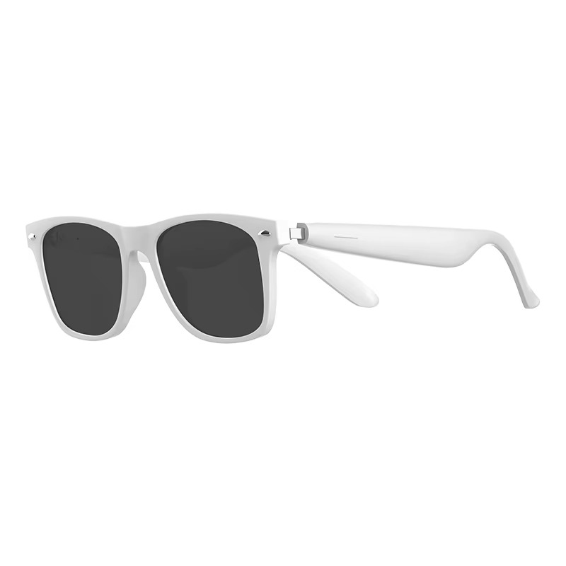 White sunglasses with dark lenses on a white background