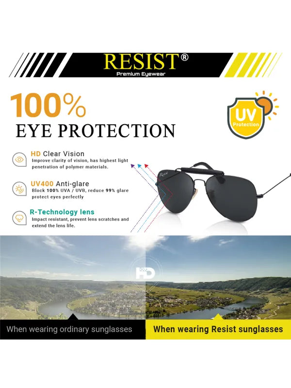 UV Protected Black Aviator Sunglasses for Men & Women