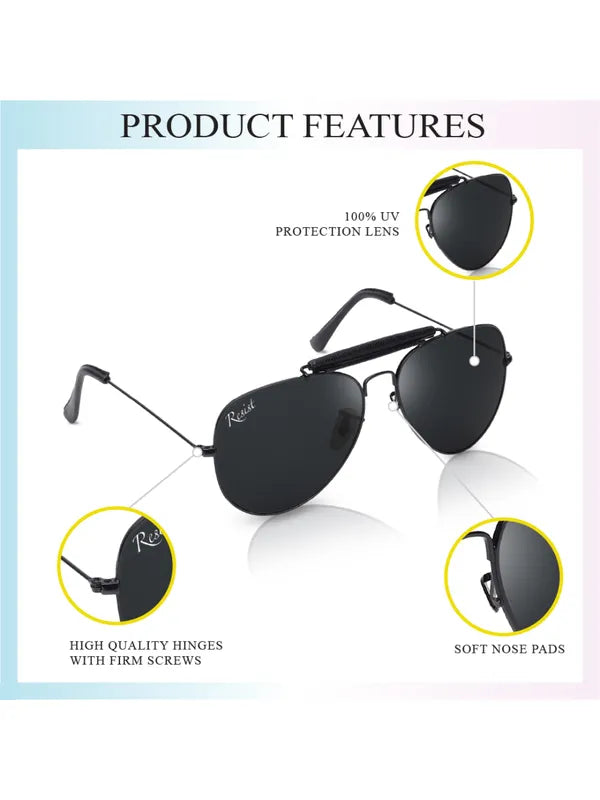 UV Protected Black Aviator Sunglasses for Men & Women