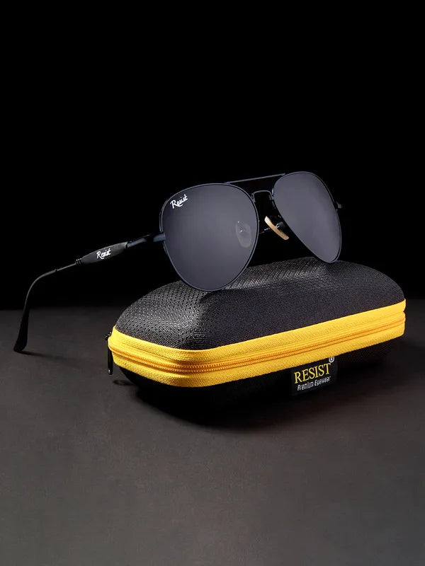 Black UV Protected Aviator Sunglasses for Men Women