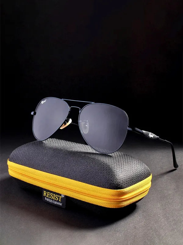 Black UV Protected Aviator Sunglasses for Men Women