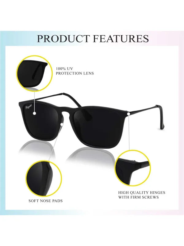 Mens Attire Black UV Protected Wayfarer Sunglasses