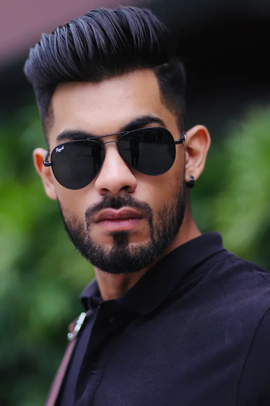 Black UV Protected Aviator Sunglasses for Men Women