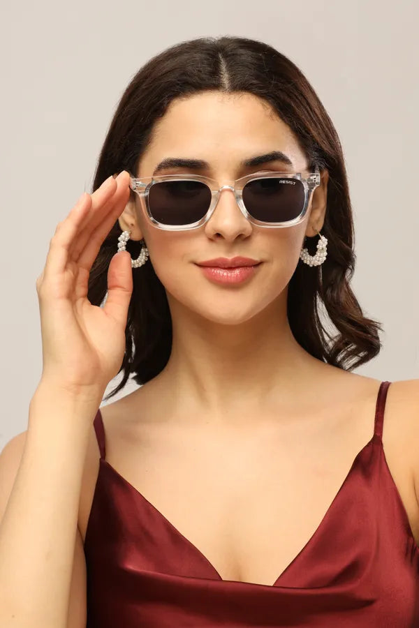 UV Protected White Black Wayfarer Sunglasses