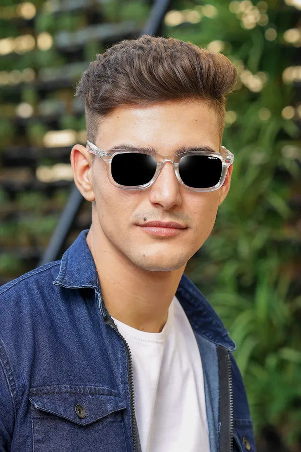 UV Protected White Black Wayfarer Sunglasses