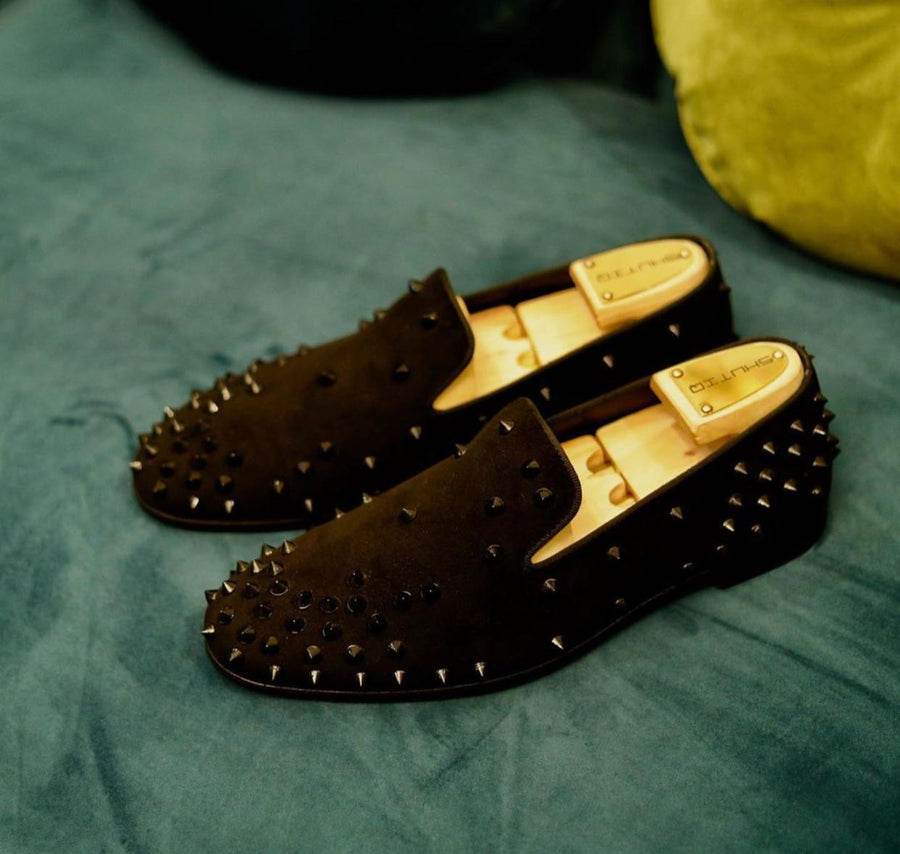 Men’s Fashion Wedding Rivet Leather Moccasins - Mens Attire
