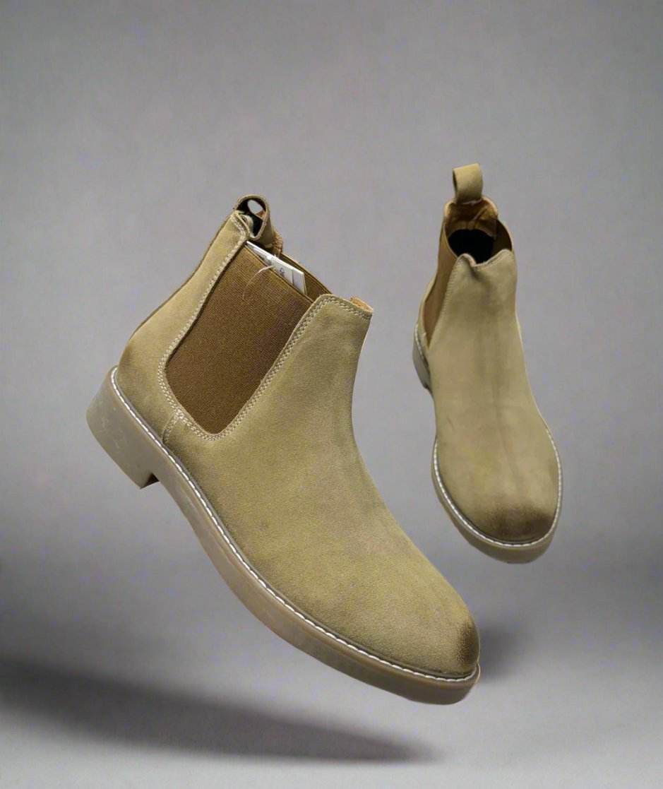 Mens Attire Fashion Chelsea Suede Boots - Mens Attire