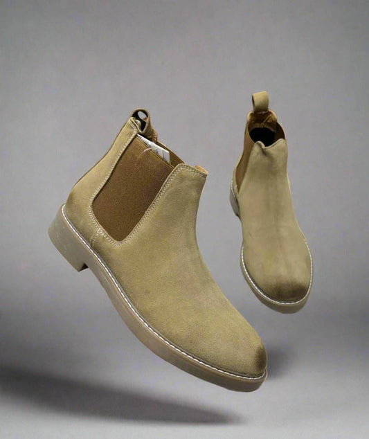 Mens Attire Fashion Chelsea Suede Boots - Mens Attire