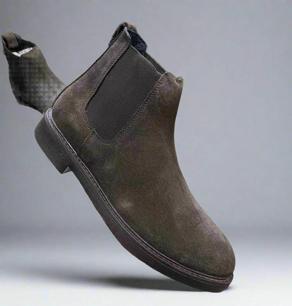 Mens Attire Fashion Chelsea Suede Boots - Mens Attire