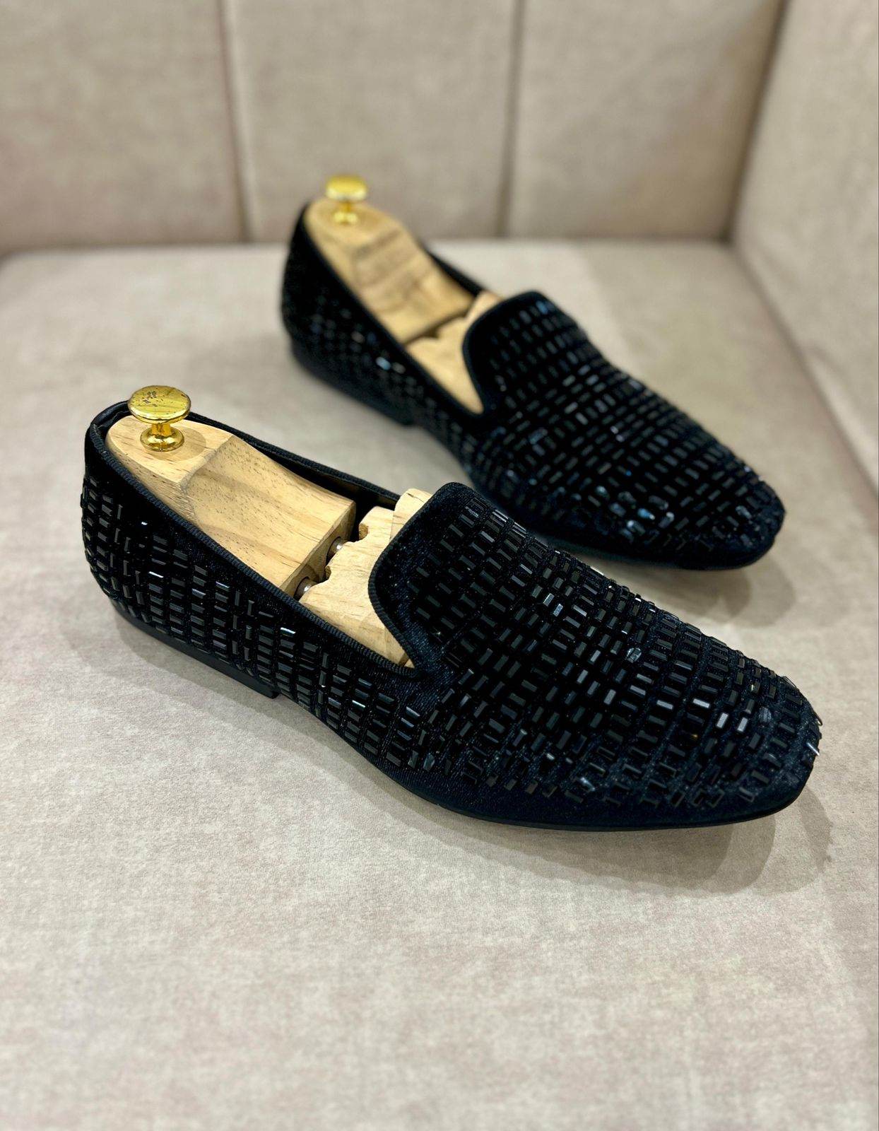 Rhinestone Men's Faux Slip-On Loafer Shoes - Mens Attire