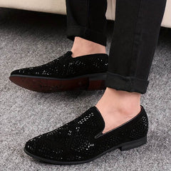 Rhinestone Men's Faux Slip-On Oxfords Shoes - Mens Attire