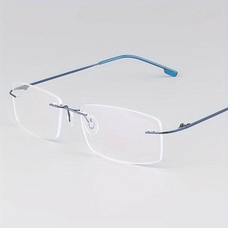 Stylish Stainless Steel Antiblue Rimless Eyeglass Frame Lightweight - Mens Attire