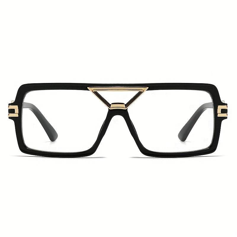 Elegant Square Metal Frame Clear Lens Glasses - Mens Attire