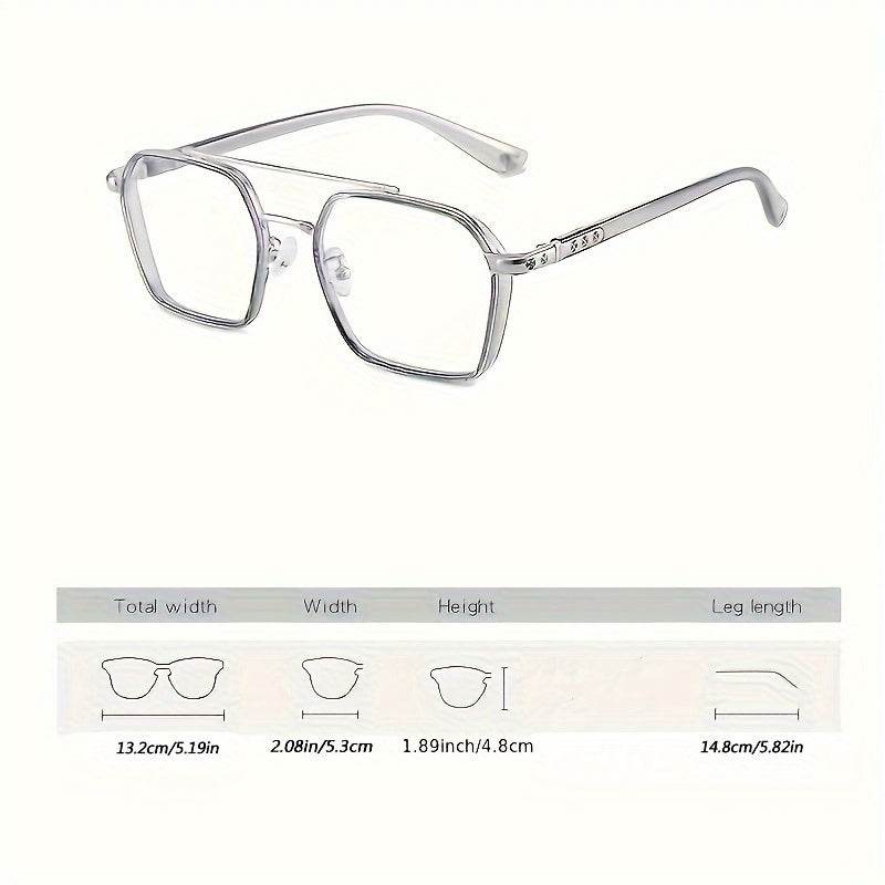 Double Bridge Square Frame Clear Lens Glasses - Mens Attire