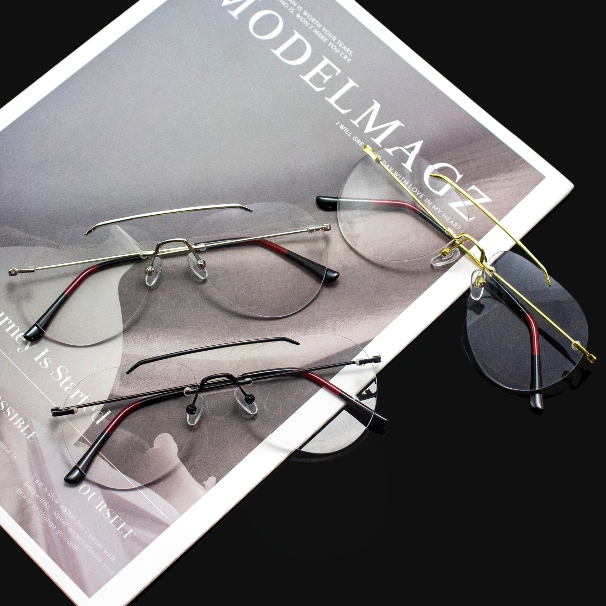 Frameless Double-Temple Pilot Glasses – Oversized Minimalist Eyewear - Mens Attire