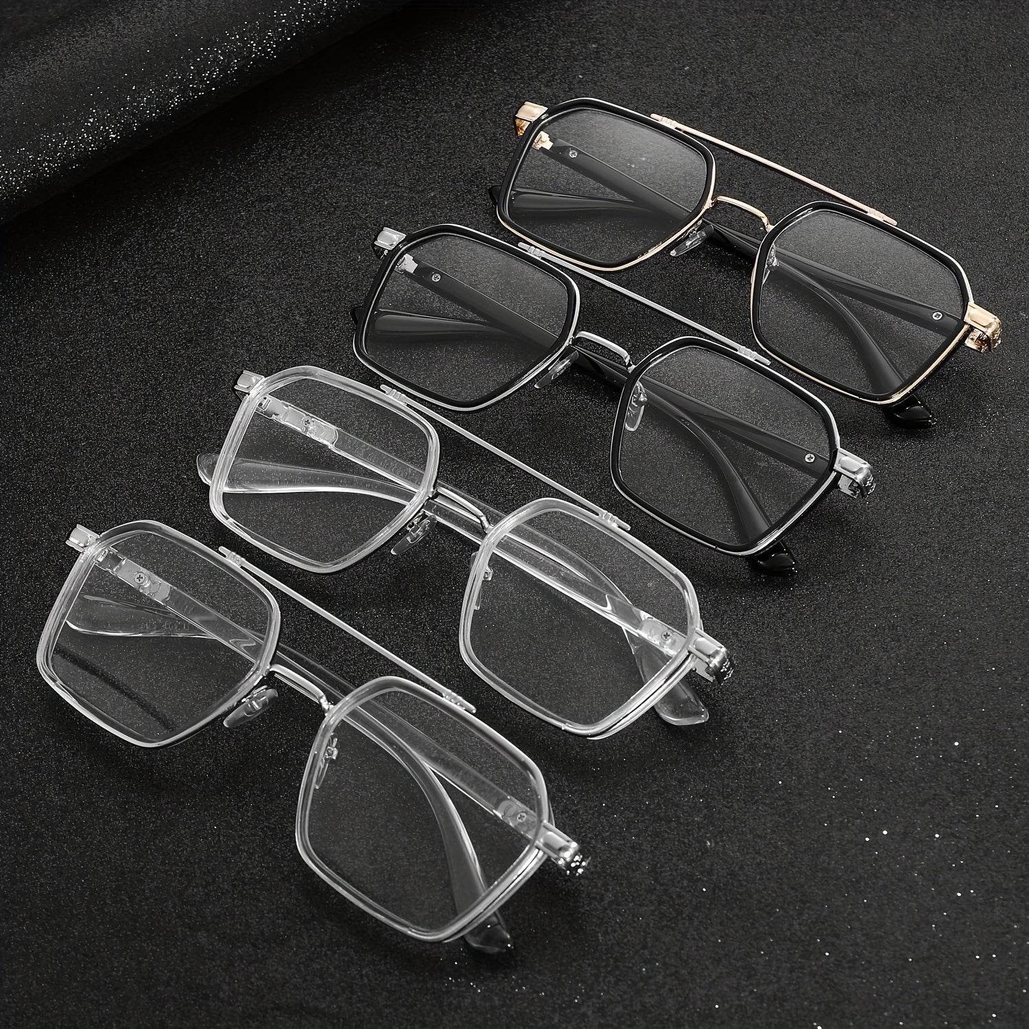 Retro Cool Hollow Mirror Frame Flat Glasses – Unisex Vintage Style - Mens Attire