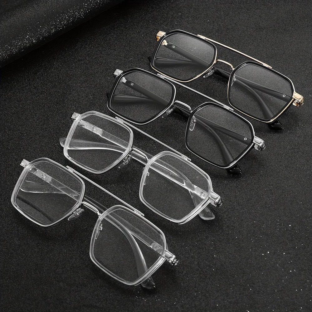 Retro Cool Hollow Mirror Frame Flat Glasses – Unisex Vintage Style - Mens Attire