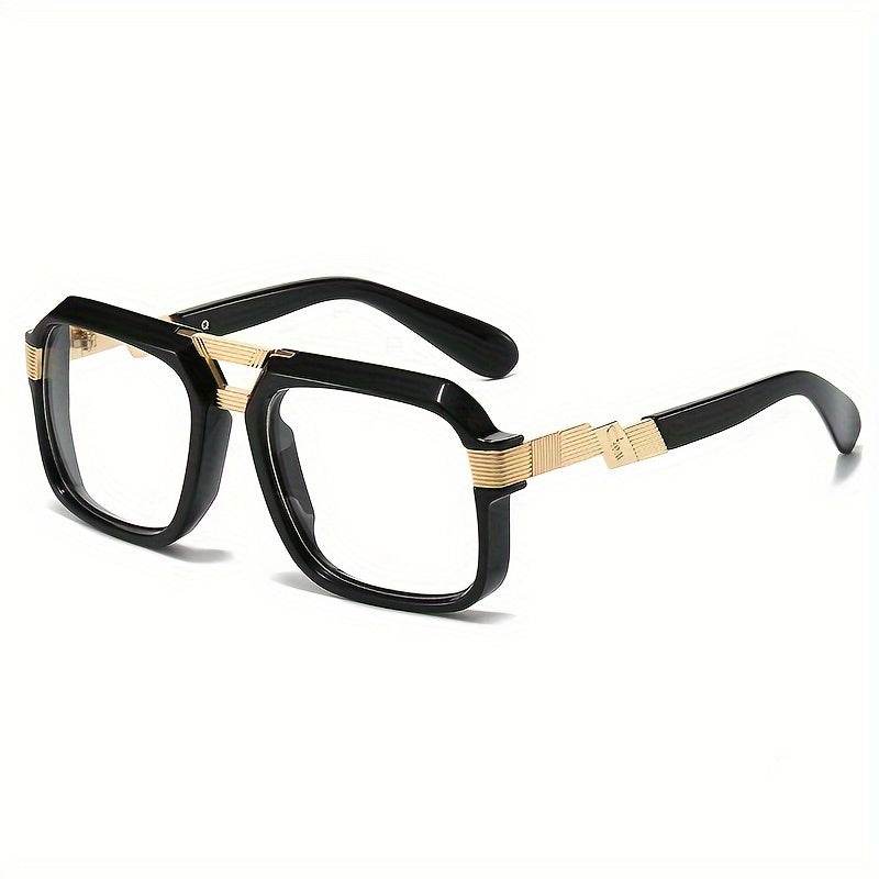 Retro Double Bridge Eyeglasses – Unisex Zinc Alloy Frame - Mens Attire