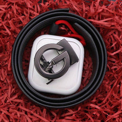 Automatic sleek and versatile men’s black faux leather belt - Mens Attire