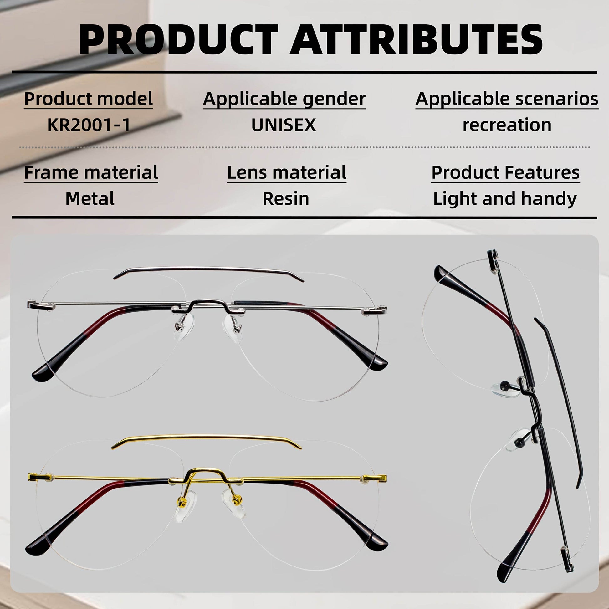 Frameless Double-Temple Pilot Glasses – Oversized Minimalist Eyewear - Mens Attire