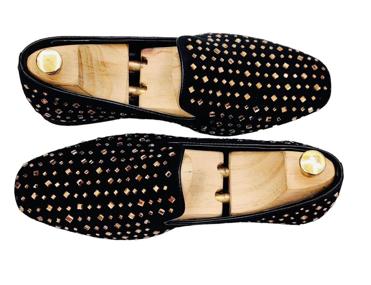 Mens Attire Studded Mirror Work Moccasins for Men - Mens Attire