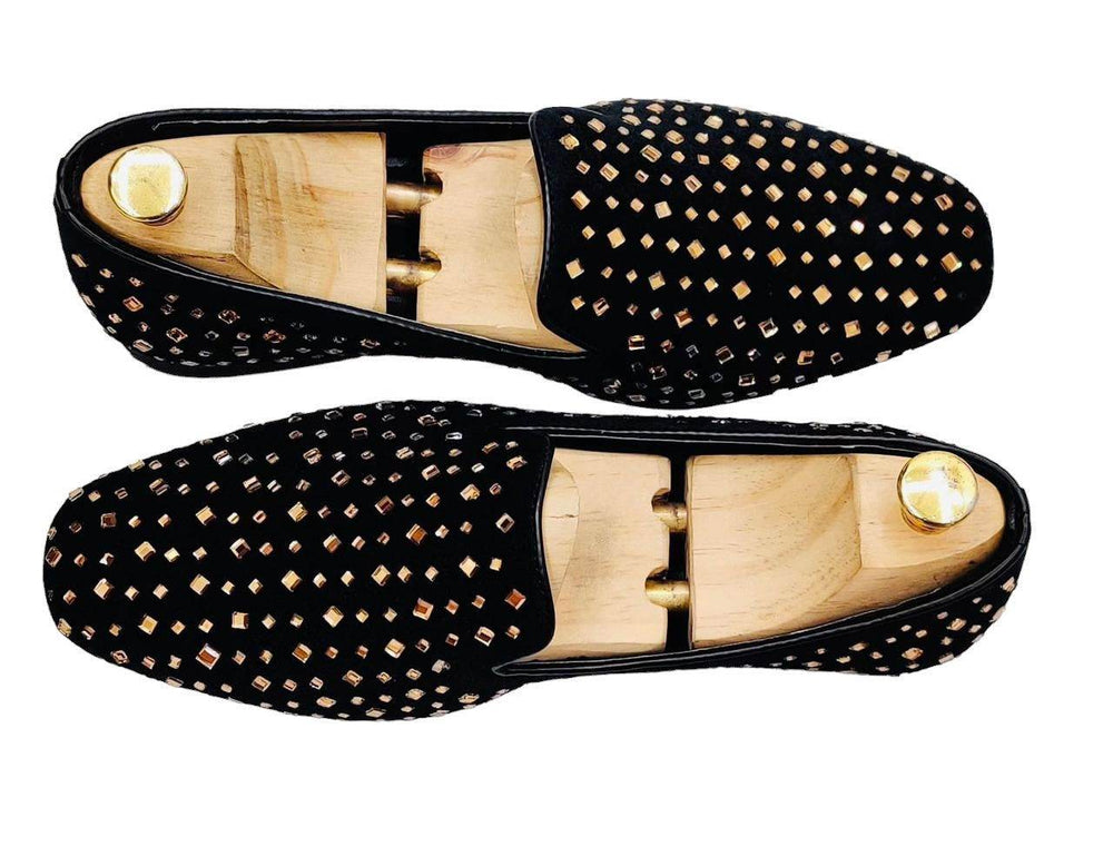 Mens Attire Studded Mirror Work Moccasins for Men - Mens Attire