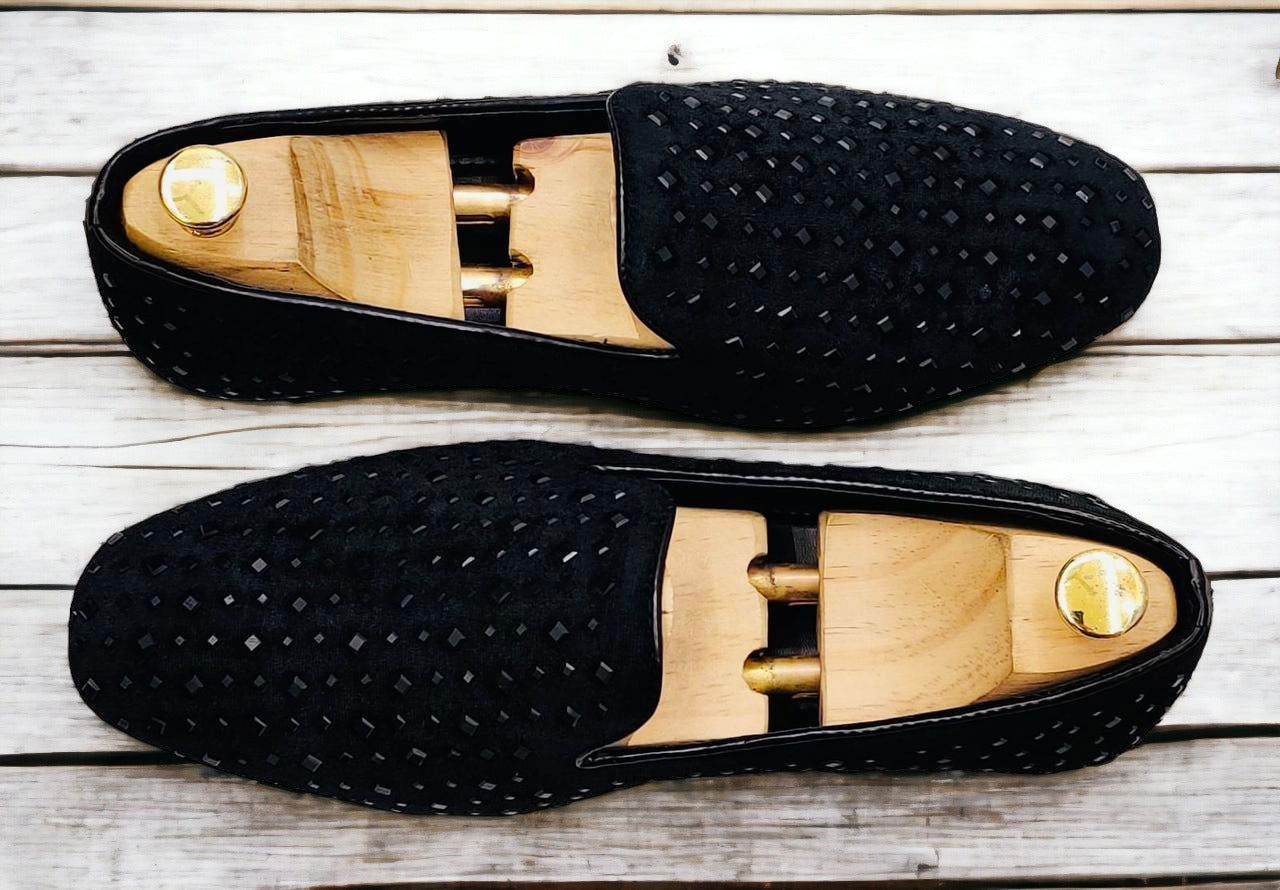 Mens Attire Studded Mirror Work Moccasins for Men - Mens Attire