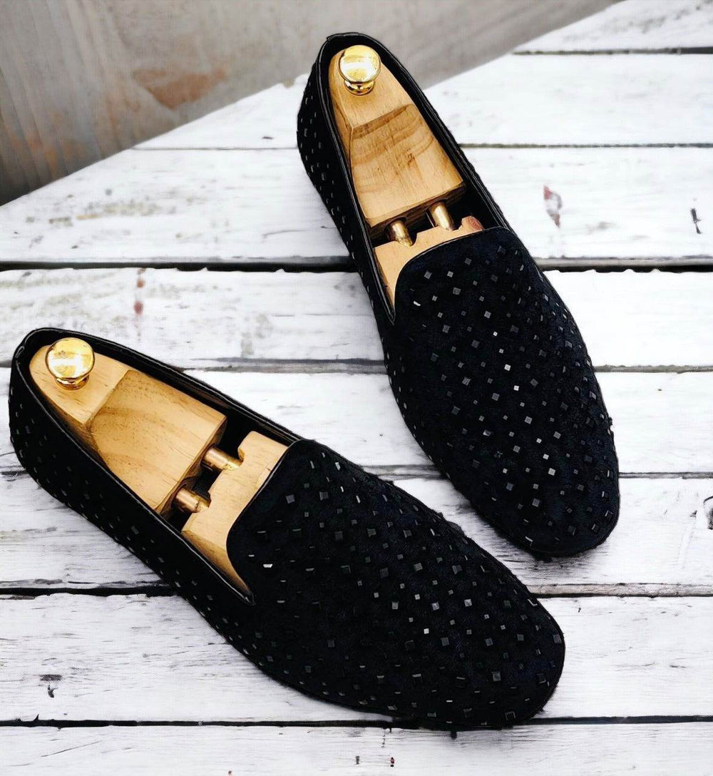 Mens Attire Studded Mirror Work Moccasins for Men - Mens Attire