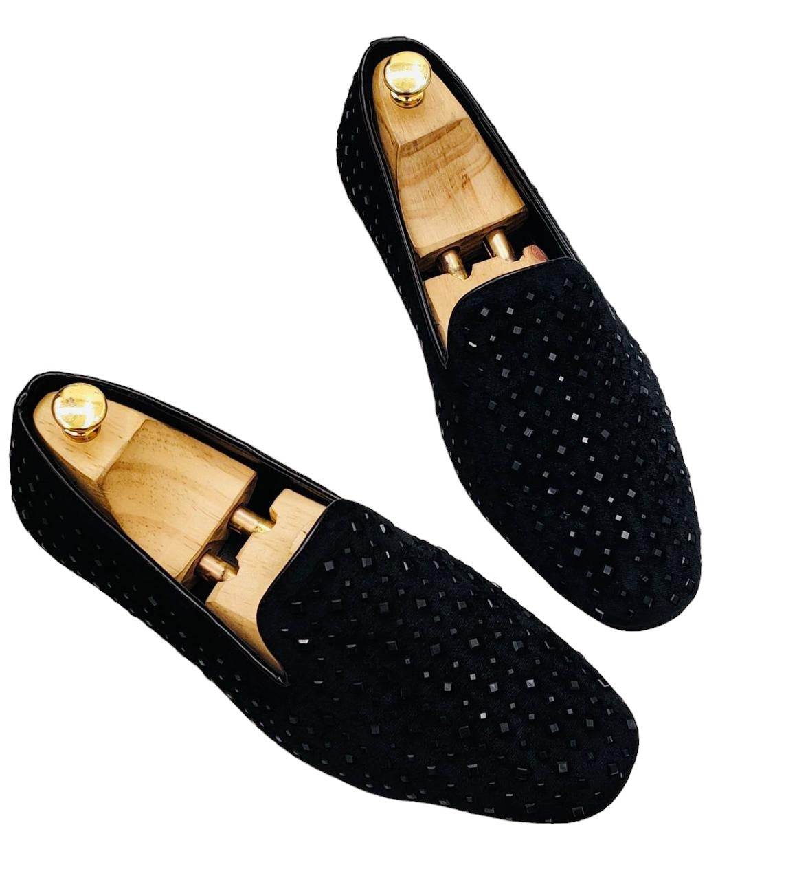Mens Attire Studded Mirror Work Moccasins for Men - Mens Attire
