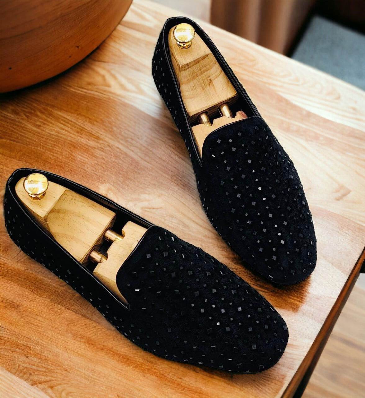 Mens Attire Studded Mirror Work Moccasins for Men - Mens Attire