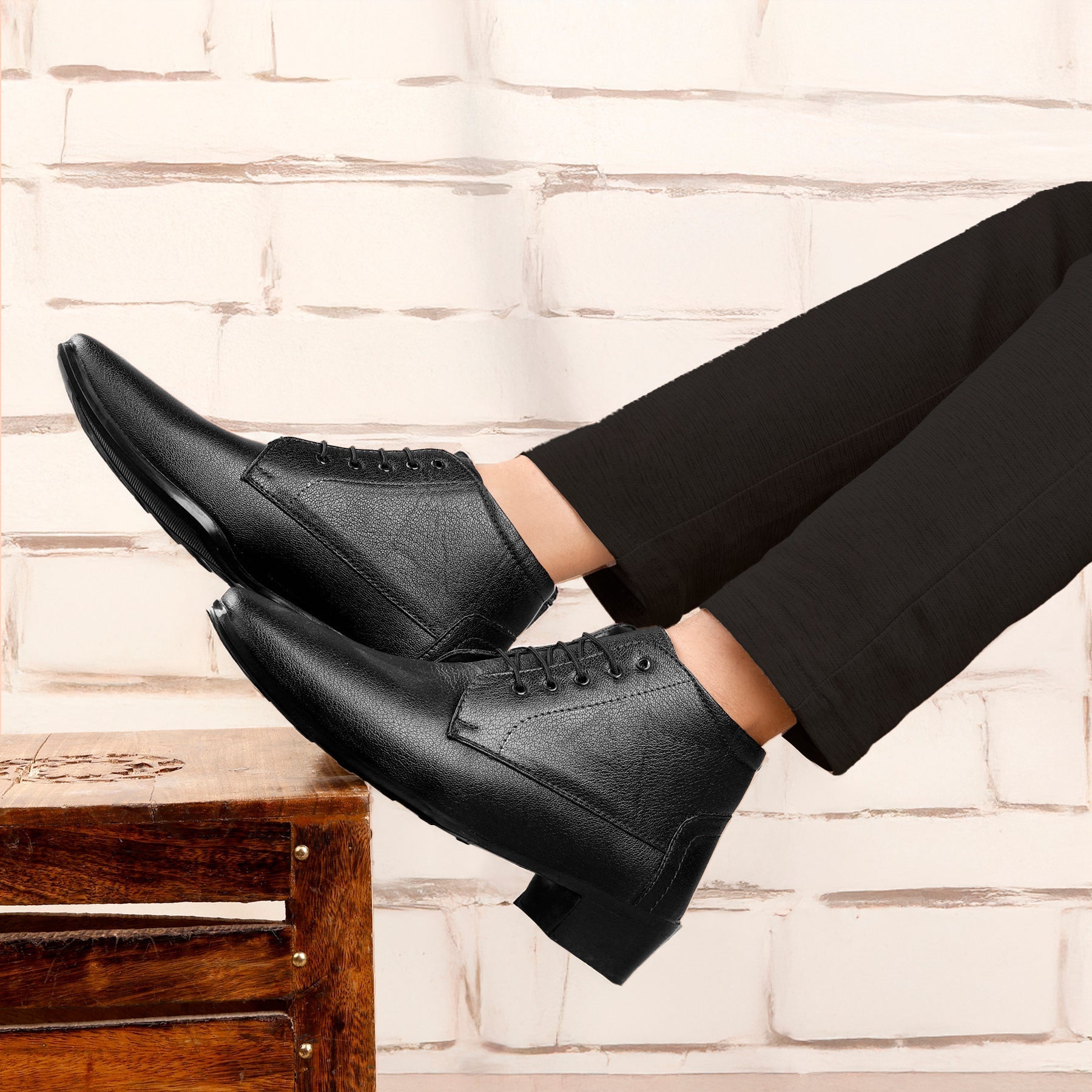 Men's Elevator Derby Dress Boots for Height Boost & Style