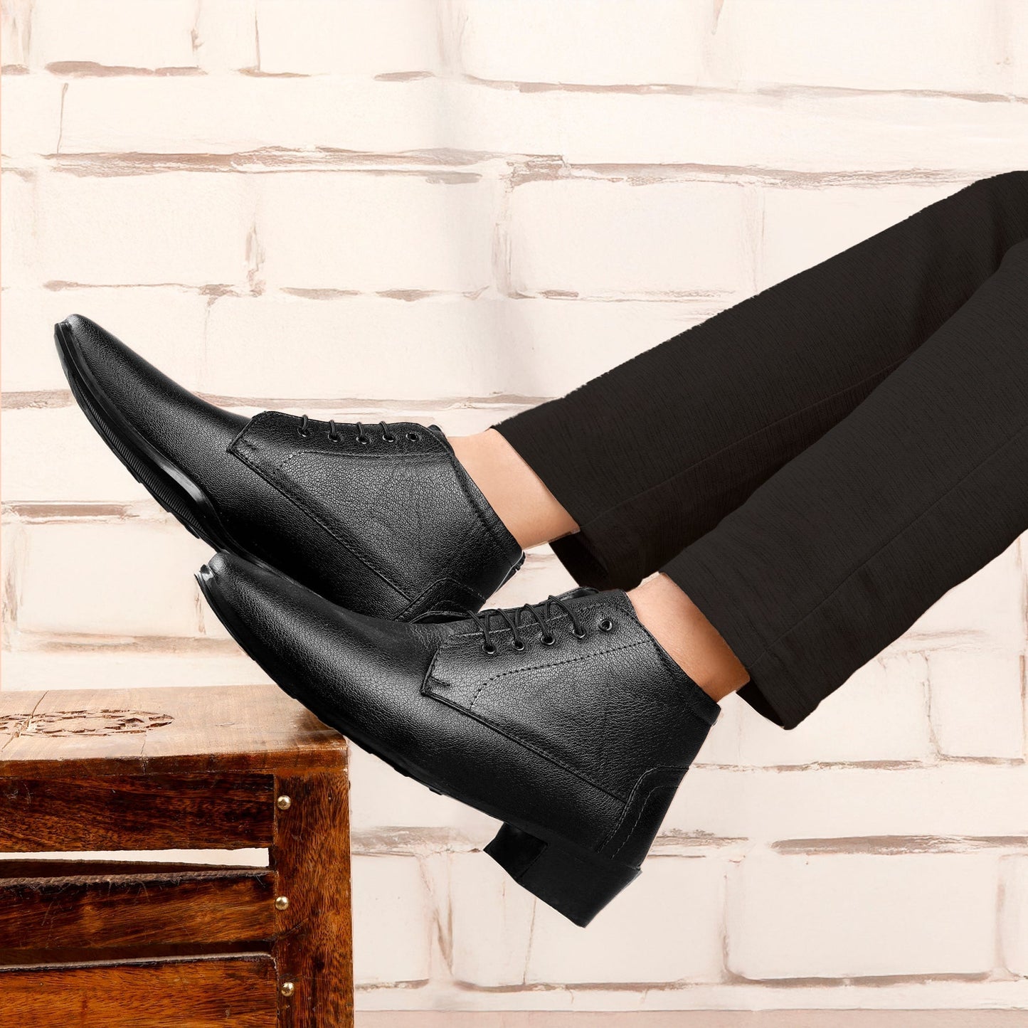 Men's Elevator Derby Dress Boots for Height Boost & Style