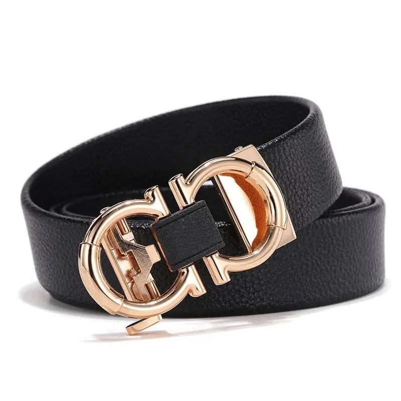 Mens Attire Business Dress Belt for Men with Gold Buckle - Mens Attire