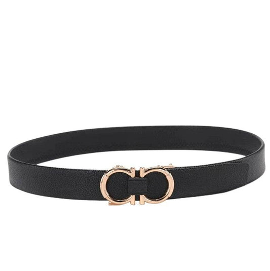 Mens Attire Business Dress Belt for Men with Gold Buckle - Mens Attire