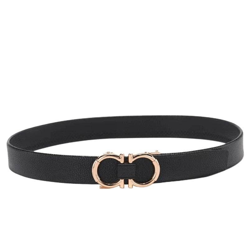 Mens Attire Business Dress Belt for Men with Gold Buckle - Mens Attire