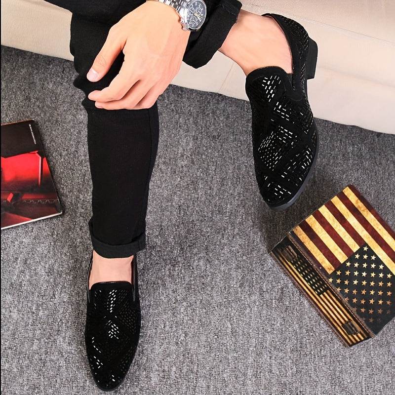Rhinestone Men's Faux Slip-On Oxfords Shoes - Mens Attire